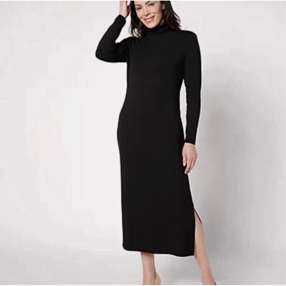 Women With Control Finespun Jersey Tummy Control Dress Black 2X Work Office Wear